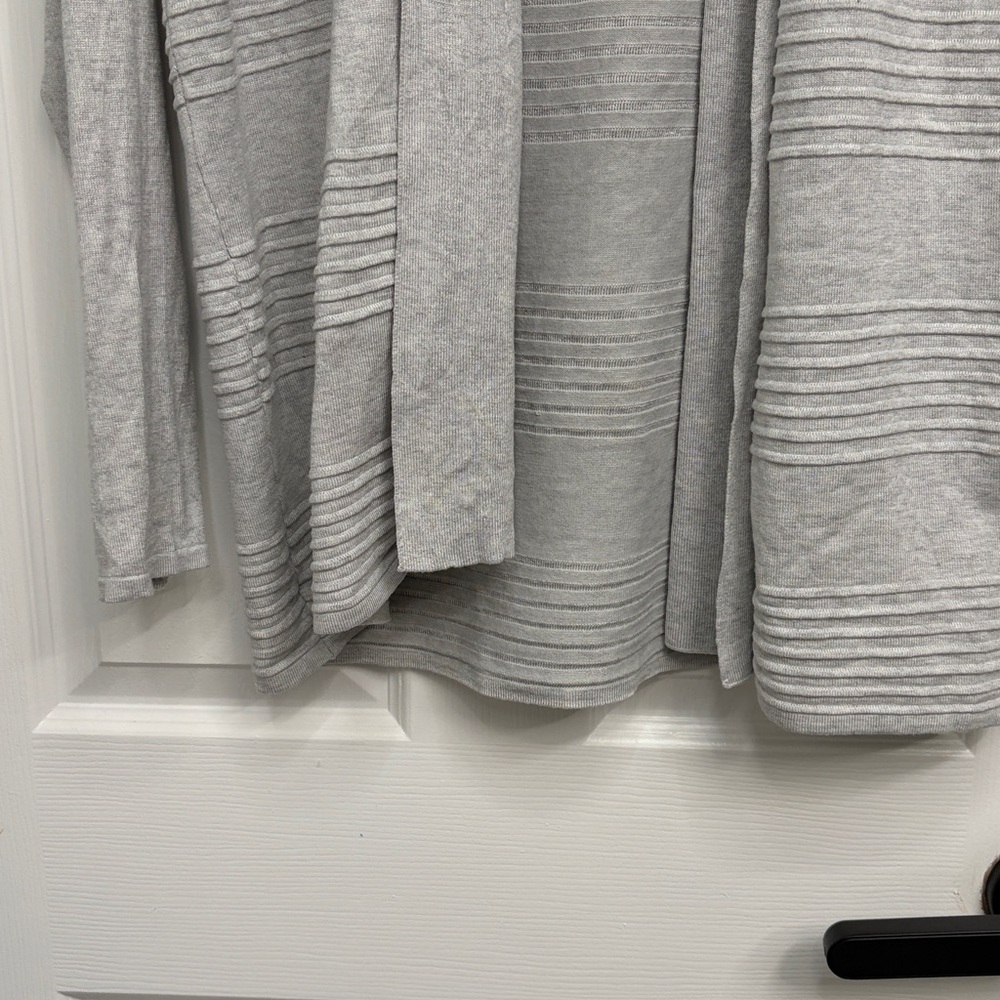 Light Gray Open Front Ribbed Cardigan - Picture 4 of 5